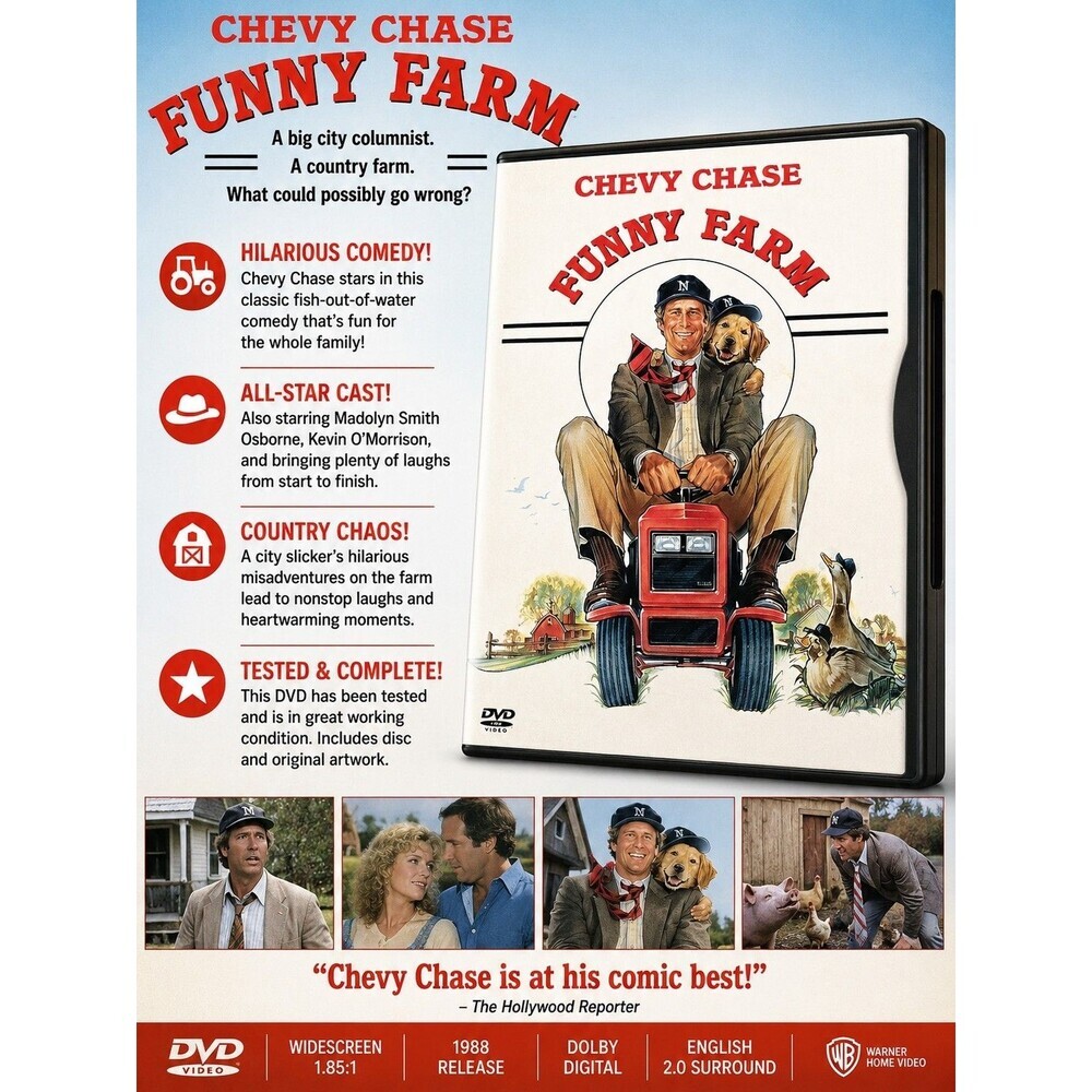 Funny Farm DVD Chevy Chase Comedy Movie Warner Home Video Tested Complete
